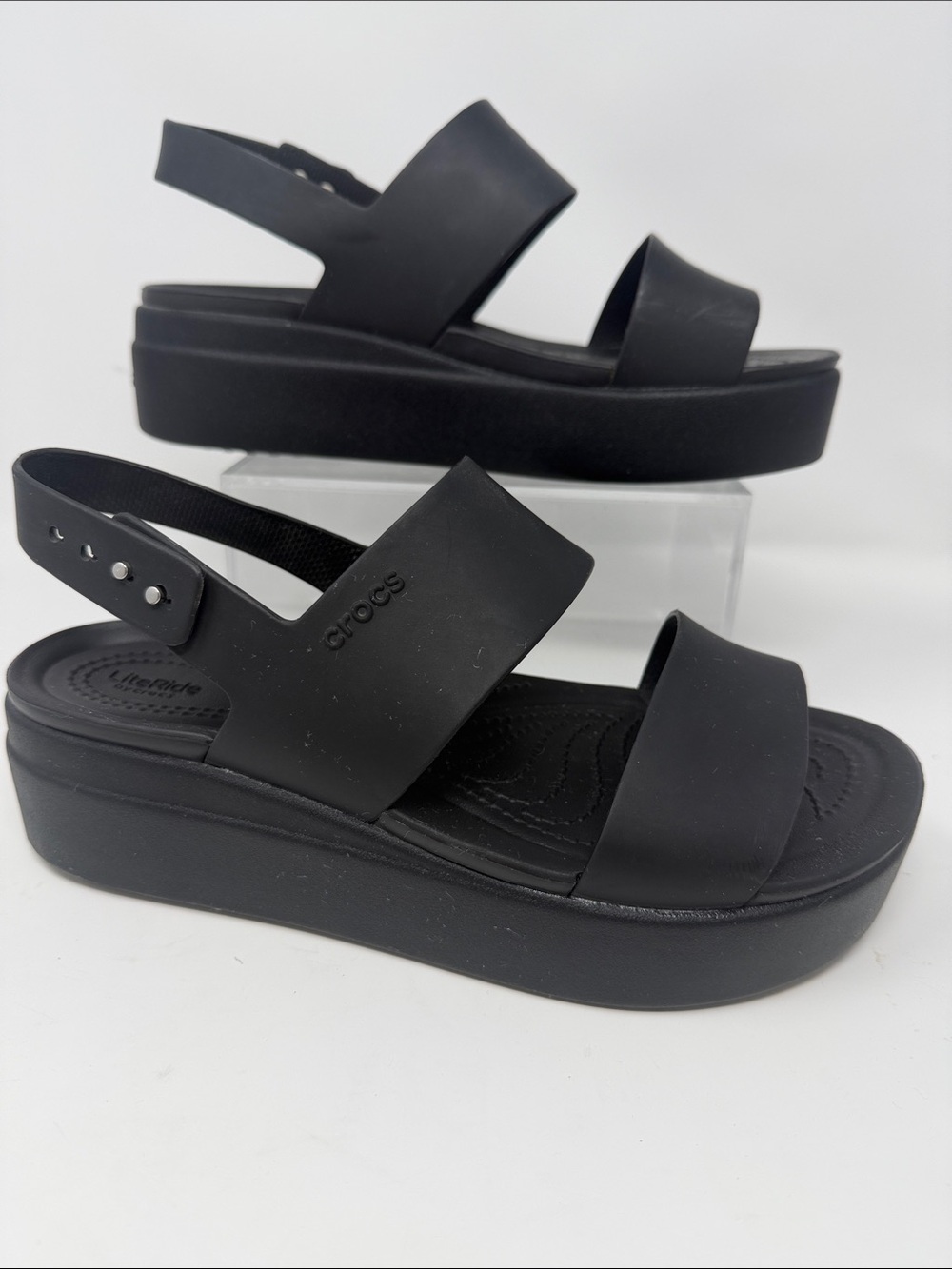 CROCS Women's Brooklyn Black Platform Slingback Sandals size 9
